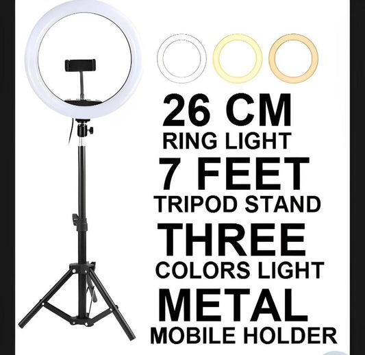 LED Ring Light 26cm Metal Tripod Stand