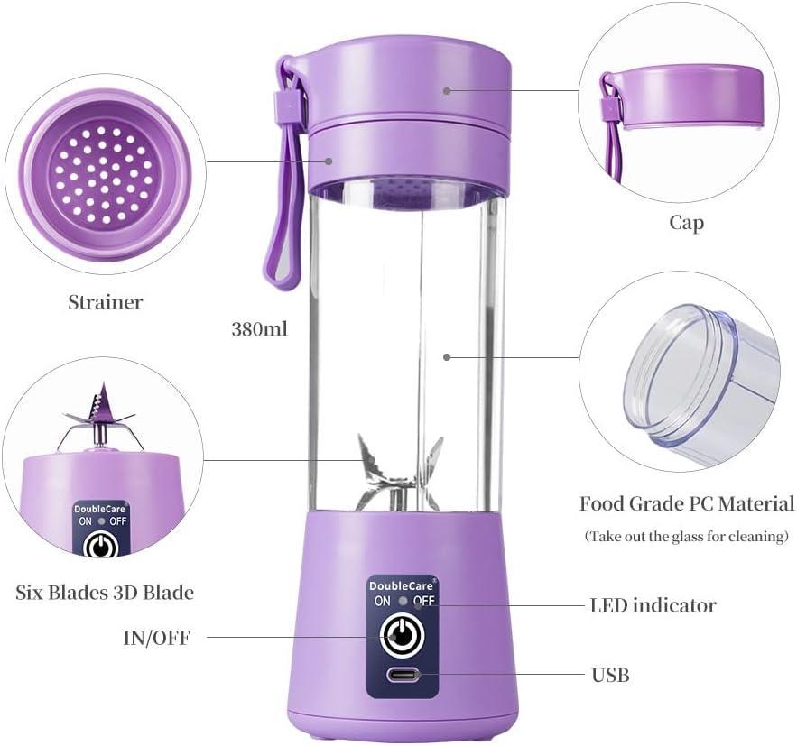 Rechargeable Mini Blender Purple ABS Portable