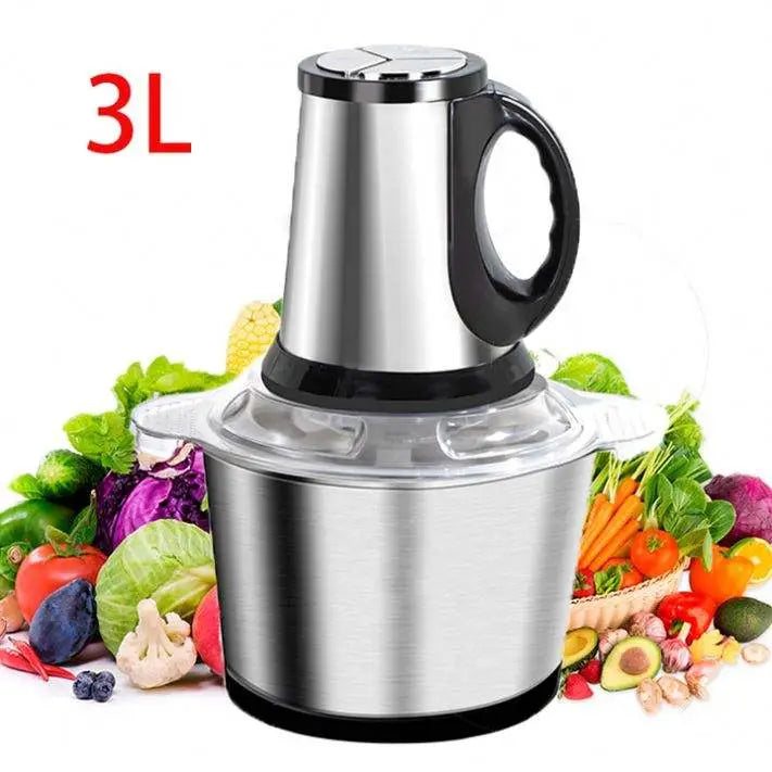 High Quality 3L Electric Chopper Machine Stainless Steel Bowl | 4 Sharp Blades | Meat Grinder & Qeema Maker | Food Processor | Vegetable Fruit Cutter | Powerful Kitchen Appliance