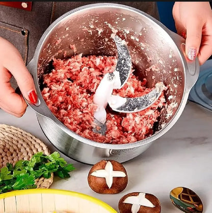 High Quality 3L Electric Chopper Machine Stainless Steel Bowl | 4 Sharp Blades | Meat Grinder & Qeema Maker | Food Processor | Vegetable Fruit Cutter | Powerful Kitchen Appliance