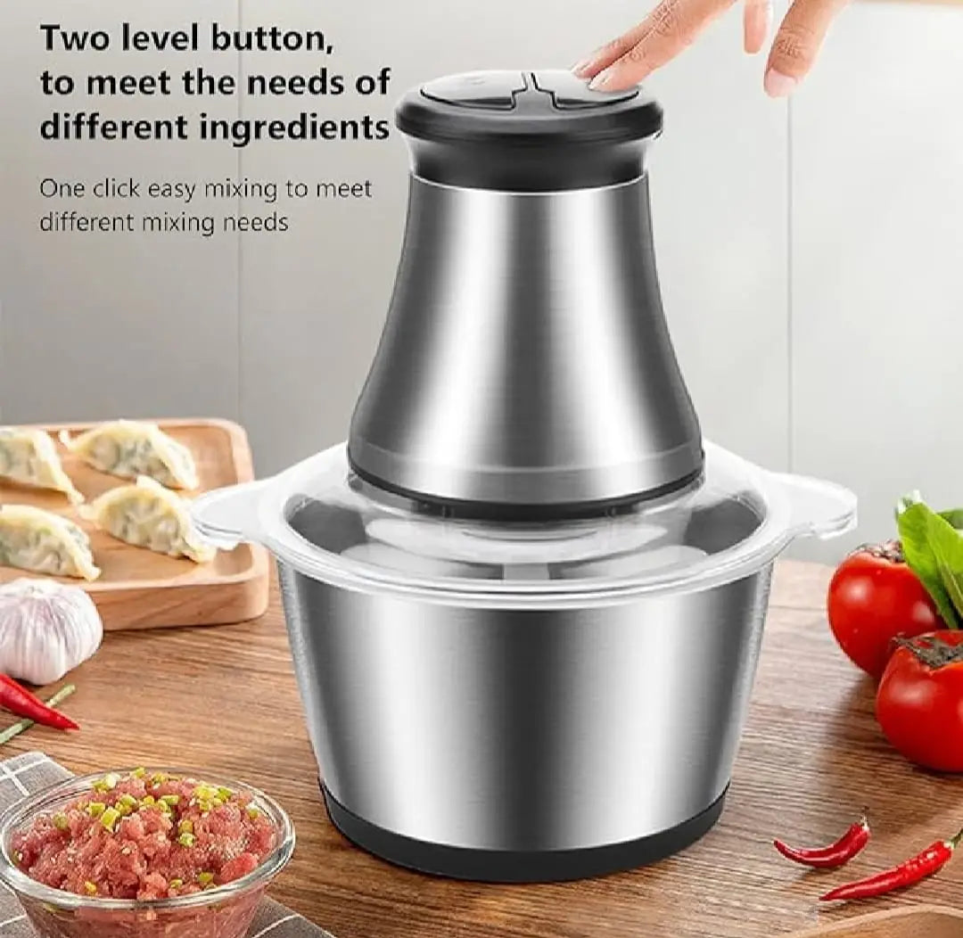 High Quality 3L Electric Chopper Machine Stainless Steel Bowl | 4 Sharp Blades | Meat Grinder & Qeema Maker | Food Processor | Vegetable Fruit Cutter | Powerful Kitchen Appliance