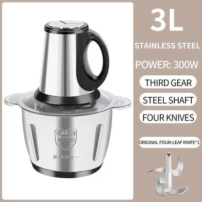 High Quality 3L Electric Chopper Machine Stainless Steel Bowl | 4 Sharp Blades | Meat Grinder & Qeema Maker | Food Processor | Vegetable Fruit Cutter | Powerful Kitchen Appliance