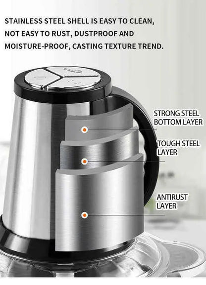 High Quality 3L Electric Chopper Machine Stainless Steel Bowl | 4 Sharp Blades | Meat Grinder & Qeema Maker | Food Processor | Vegetable Fruit Cutter | Powerful Kitchen Appliance