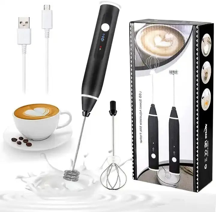 2 in 1 Rechargeable Coffee Beater Electric Hand Mixer – USB Milk Frother & Coffee Whisk for Latte, Cappuccino & Matcha